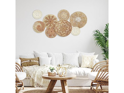 Decorazione Murale Intrecciata a Mano Rotonda Decorativa Appesa