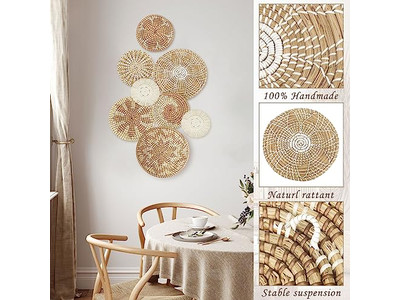 Decorazione Murale Intrecciata a Mano Rotonda Decorativa Appesa