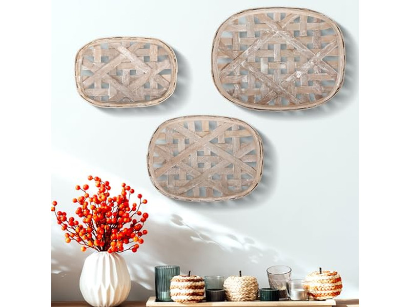 Decorazione Murale Bagno in Rattan Erba Marina Set di 3 per Ristorante