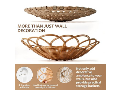 Decorazioni in Rattan per Parete Set di 11 Cesti Decorativi Confezione Personalizzabile