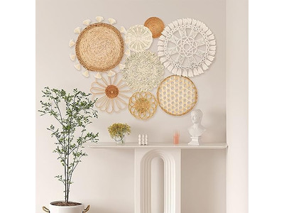 Cesto da Parete Boho Rotondo per Cucina Cesti Stile Rustico Intrecciati