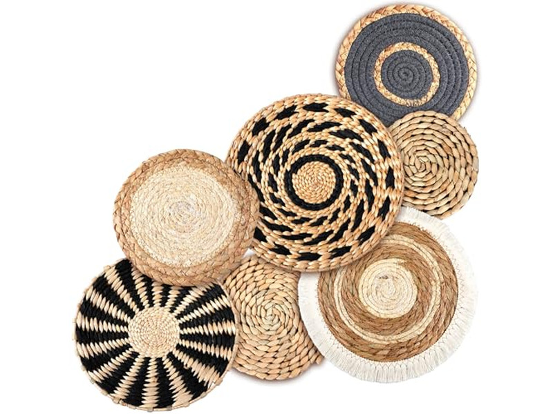 Cesto Intrecciato da Parete Set di Decorazioni per la Casa Boho Appese